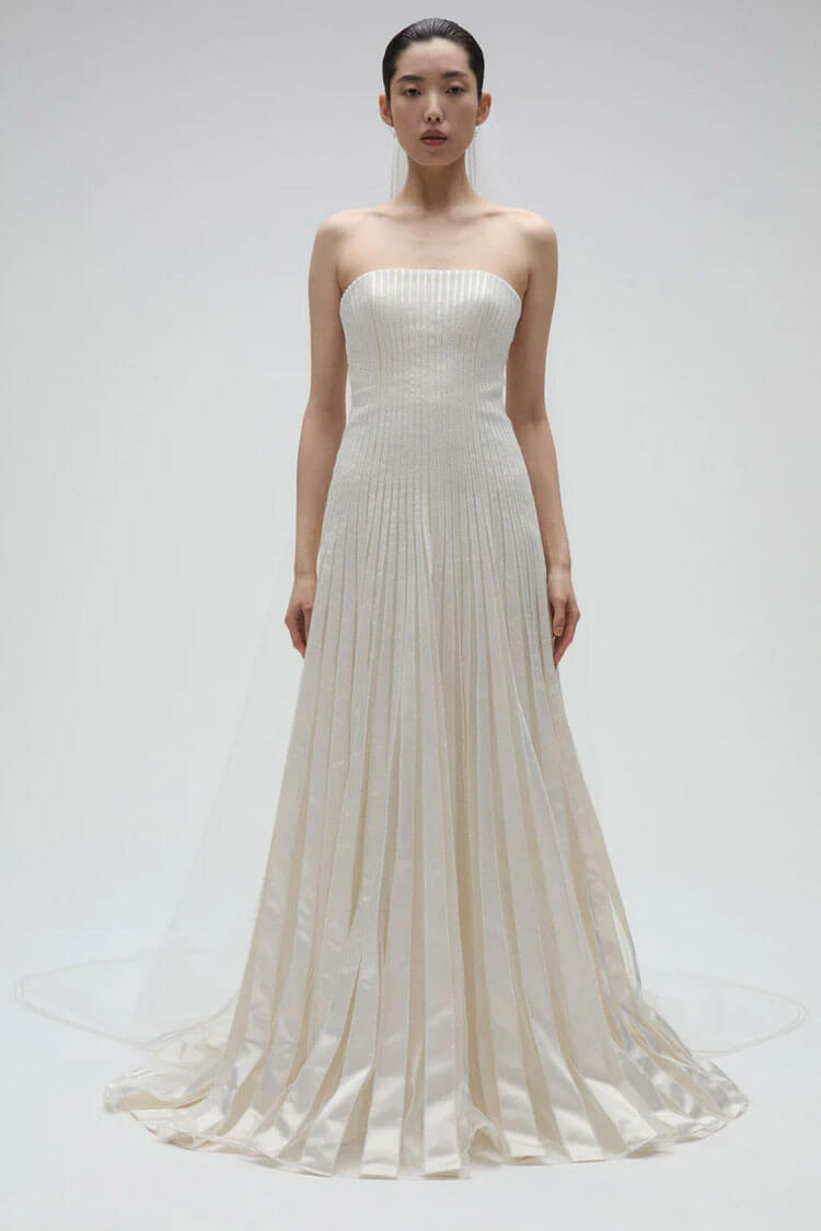 Amsale Mimosa bridal gown with graceful silhouette
