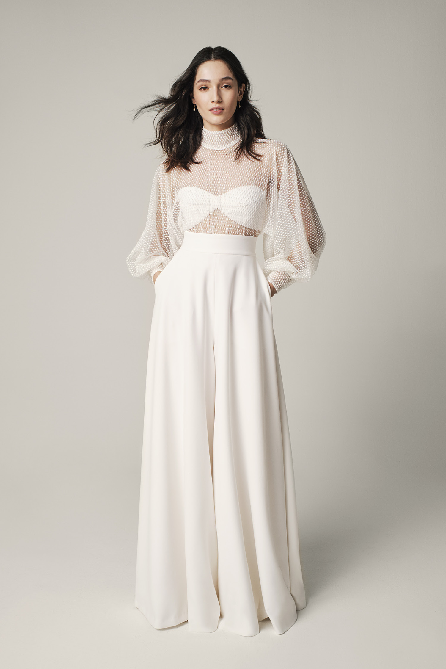 Jesus Peiro bridal outfit with elegant skirt and pants