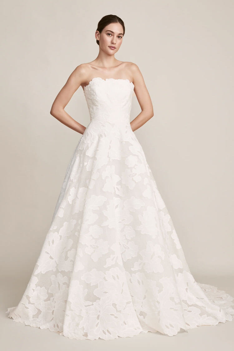 Front view of Lela Rose The Wallace wedding gown