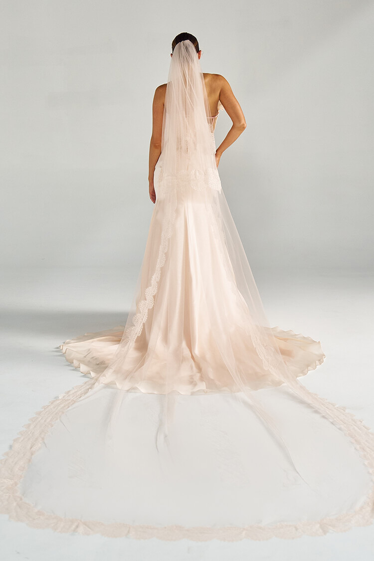 Emily bridal veil in Mills Pink by Elizabeth Henry