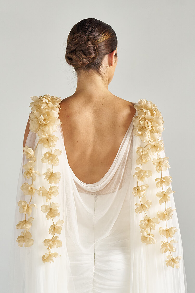 Palmette bridal gown in champagne color by Elizabeth Henry