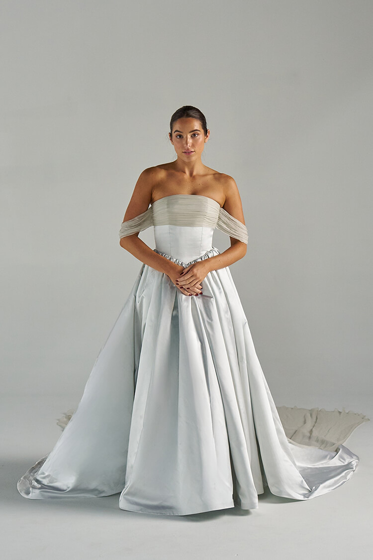 Elizabeth Henry Riley gown in signature Haint Blue shade