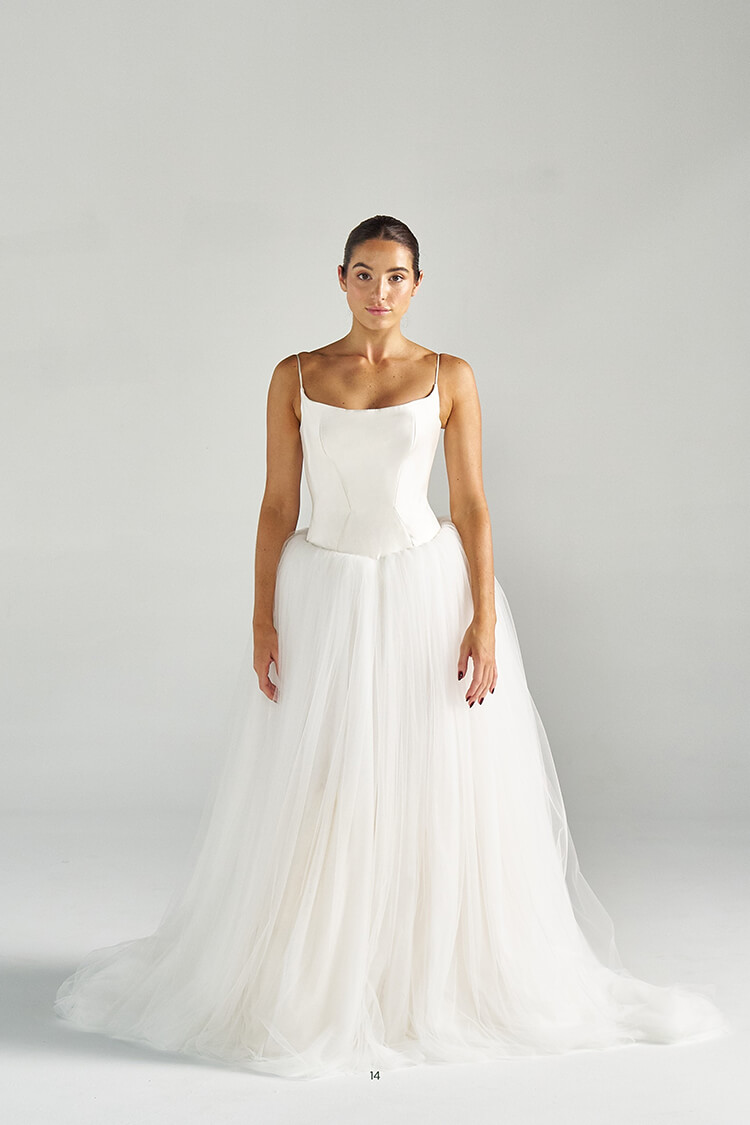 Elizabeth Henry Stella bridal gown with elegant silhouette