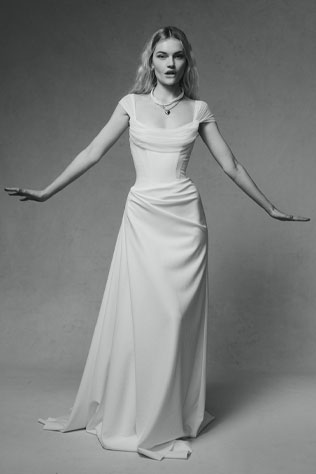 Sarah Seven design in black and white for custom gowns